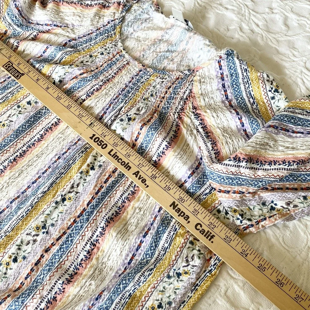 Cj‎ Christopher & Banks Women 2XL  Long Sleeve Floral Top Smocked Boho Peasant